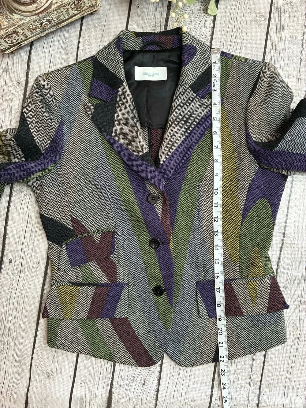VINTAGE Emilio Pucci  Abstract Italian Wool Blazer